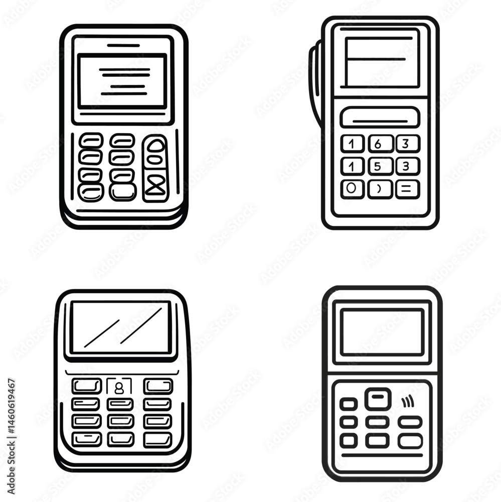 Aufkleber line art style calculator icons set isolated on transparent background