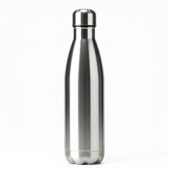 Metal water bottle isolated still life on white background