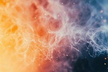 Cosmic nebula with vibrant orange and blue hues, intricate filaments of gas and dust illuminate the vast expanse of space.
