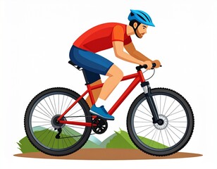 Naklejka premium a person riding a mountain bike full body