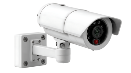 Security Camera Mounted on Wall for Surveillance and Monitoring