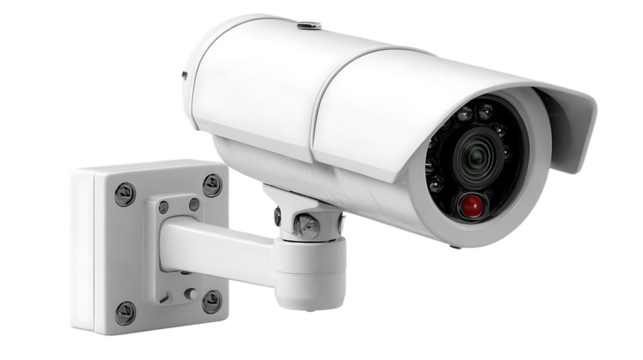 Security Camera Mounted on Wall for Surveillance and Monitoring