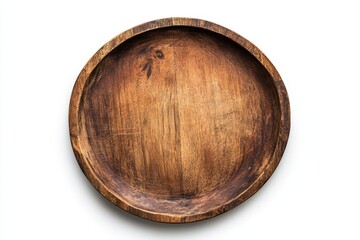 Empty round wooden plate