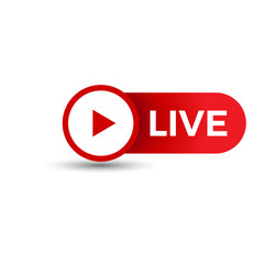 Live streaming flat vector icon red template