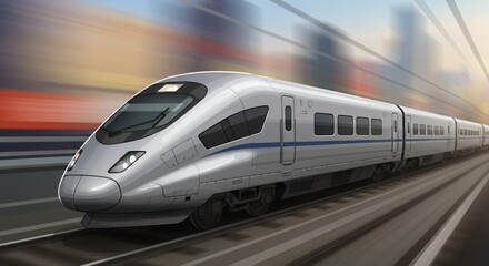 Fototapeta premium High-Speed Rail: Modern Transportation, Speed and Efficiency
