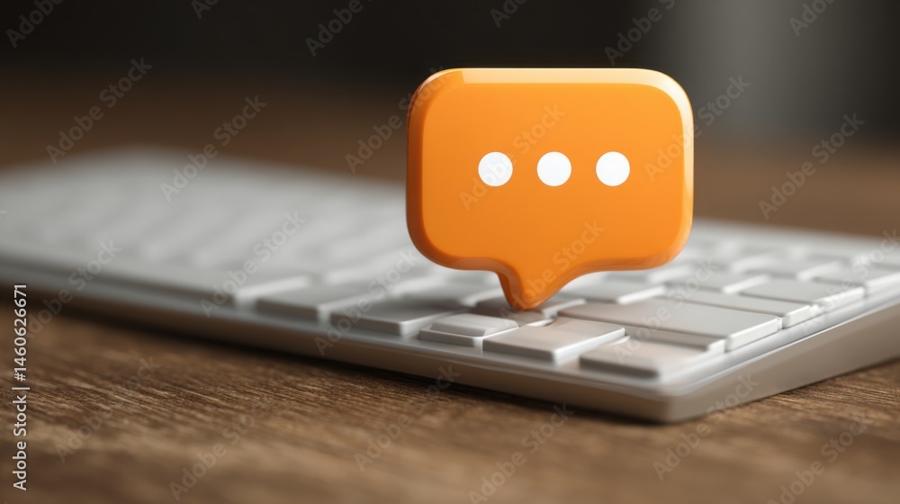 Poster small orange button on keyboard signifying automated outreach tone optimizer icon concept for adjust