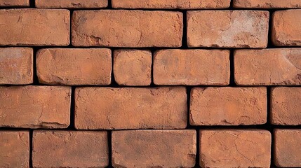 Obraz premium A close-up view of a rustic red brick wall with visible texture and mortar lines.