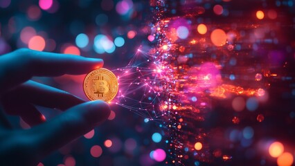 3D Illustration of Artificial Intelligence and Cyber ​​Security : Magic Hand Places Golden Link
Bokeh Background