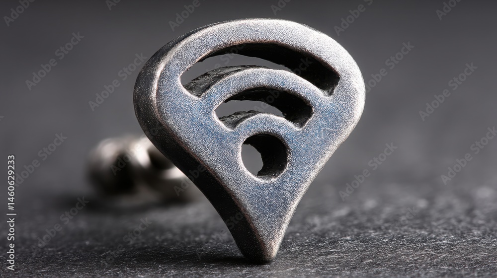 Poster unique pin shaped like a pin representing the concept of direction and guidance in a blurry, low-res