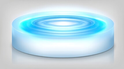 Fototapeta premium Bright blue water drop capturing light in a blurry, low-resolution context representing refreshment and purity