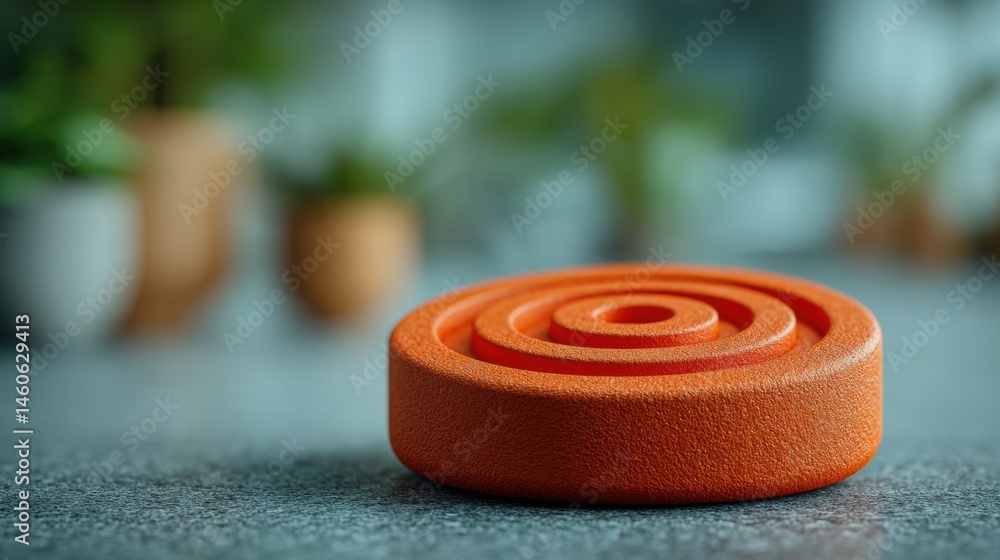 Poster bright orange object on a table representing low-volume alert icon concept with a quiet yet high-imp