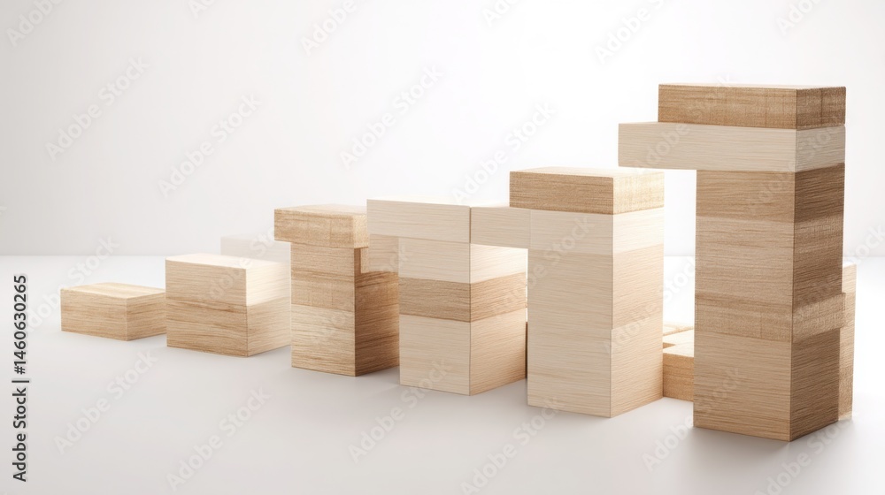 Poster simple wooden block representing the foundation of market architecture and the structure of trade an