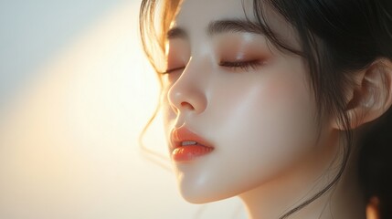 Fototapeta premium Young asian woman is getting filler her face,getting her lip filler by Plastic surgeon,Woman face being checked doctor hands to cosmetic surgery,rhinoplasty surgery in clinic.