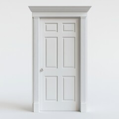 Simple, classic white door with molding