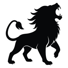 Obraz premium A Lion Roaring Towards the Sky Silhouette Vector