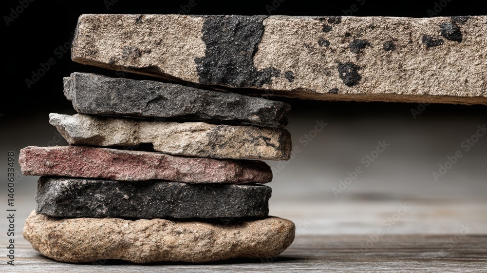 Poster a neatly organized stack of rocks representing clarity and structure in financial concepts and inves