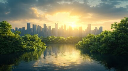 sunrise over the river