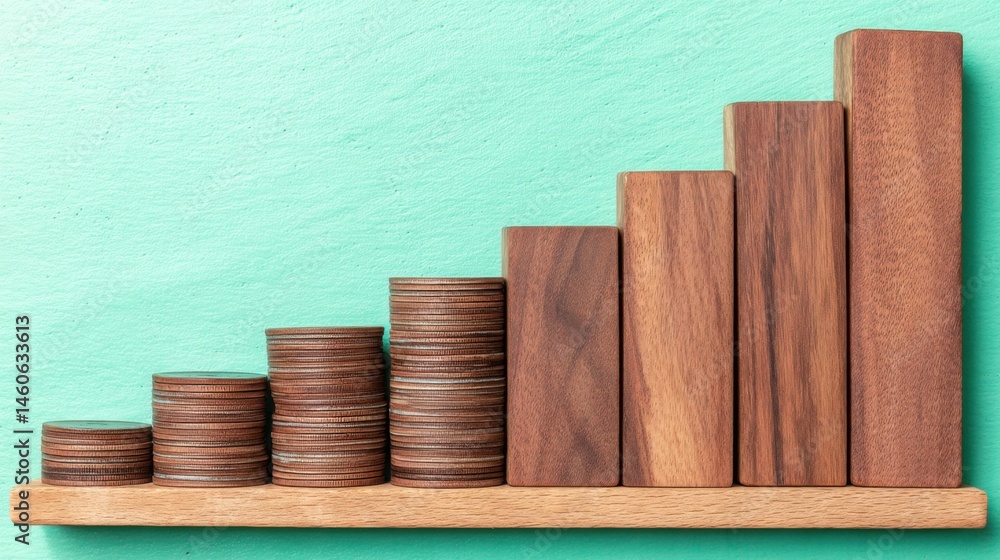 Poster stack of coins on shelf signifying modular income concepts for flexible earning systems in financial