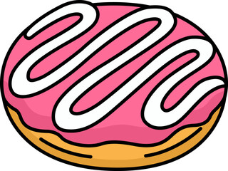 Strawberry glazed donut with sweet vanilla drizzle