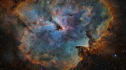 Obraz premium Cosmic swirling nebula stars and planets vivid colors blending into each other cinematic galaxy vista