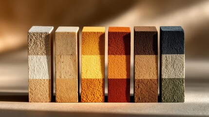 Textured Blocks in Earthy Tones Diverse Material Samples for Design Inspiration