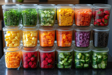 Various vegetables in containers.