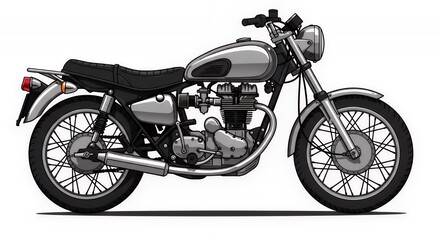 Obraz premium Classic Silver Motorcycle Illustration: A Vintage Ride