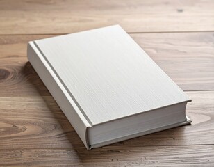 Fototapeta premium Blank White Hardcover Book On Wooden Table