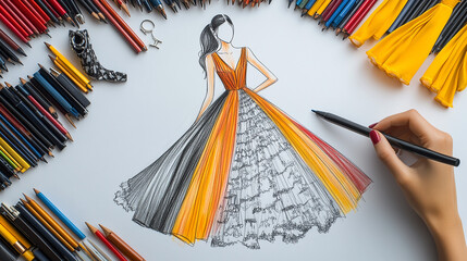 A fashion designer sketching new designs