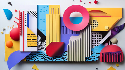 Art exhibit with colorful vector
