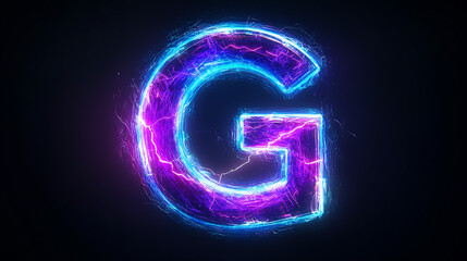 Neon purple and blue with electric neon effect bold letter G