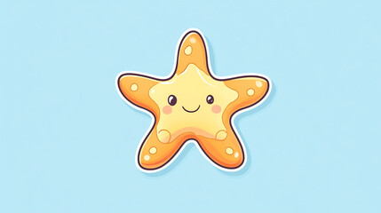 Kawaii starfish sticker design featuring a cheerful starfish