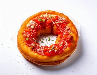 High-resolution image of Lángos, no background distractions, golden brown crust with melted cheese and cream, clean studio lighting