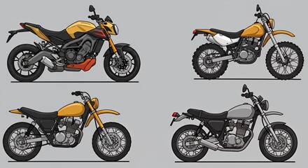 Four Different Motorcycle Models: A Visual Guide to Styles and Designs