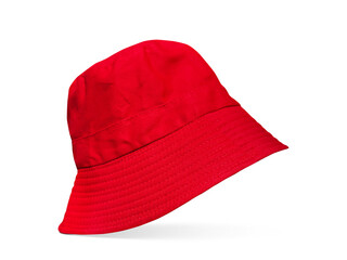 One red bucket hat PNG transparent.