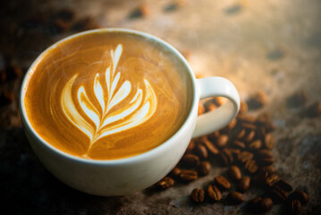 A cup of coffee with latte art.