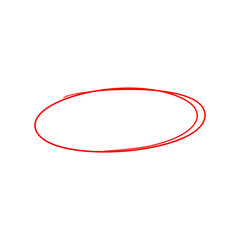 Red Hand Drawn Doodle Oval. Highlight Element Vector Illustration