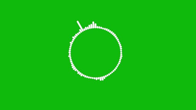 Audio sound waveform equalizer animation isolated on a green background. Audio wave line digital minimalist voice. Dynamic music beat visual seamless loop animation. Vibrating and shaking spectrum.