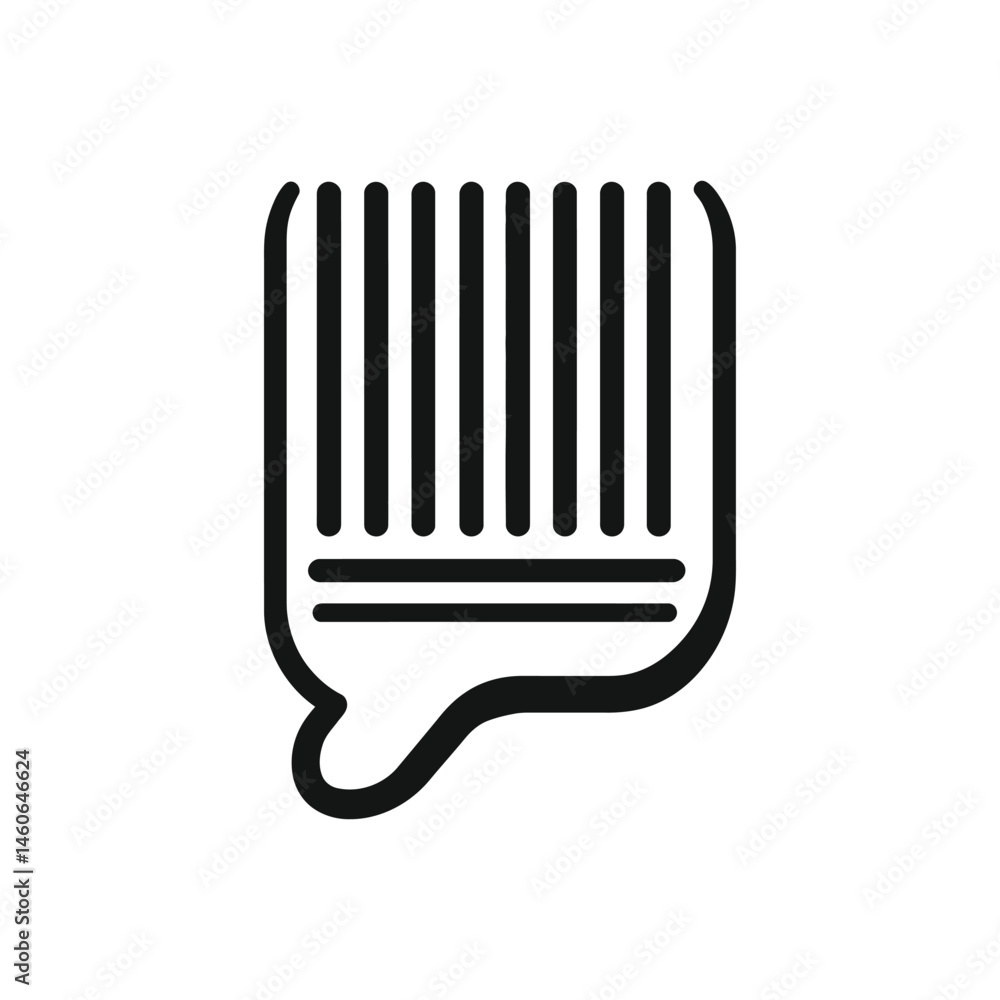 Poster minimal barcode symbol icon with white background & rounded line art design