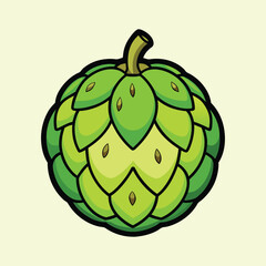 A vibrant illustration of a single hop cone a key ingredient in brewing beer characterized by its green color and unique overlapping scales