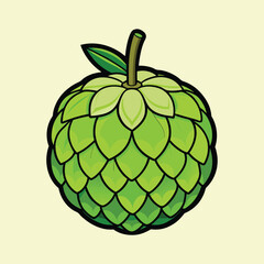 Vibrant Green Cherimoya Fruit Illustration Artistic Rendering of Tropical Fruit