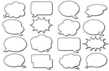 シンプルな吹き出しのイラストセット影付き