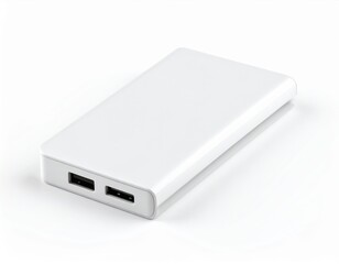 White Power Bank With Two Usb Ports