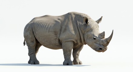 Obraz premium Rhino Standing Isolated on White Background