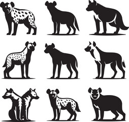 Fototapeta premium a hyena silhouette vector illustration white background
