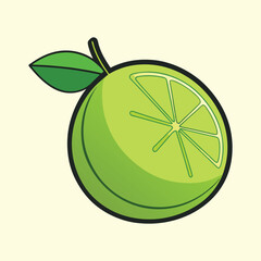 A vibrant illustration of a lime fruit with a single leaf a refreshing image for summer drinks and healthy recipes