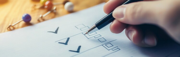 Hand checking off tasks on a checklist