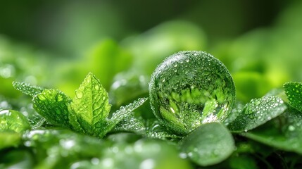 close up of green grass with dew