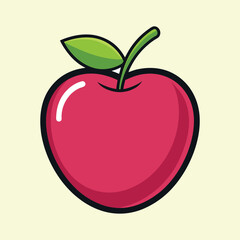 A Delicious Red Apple with Green Leaf Illustration Graphic Design