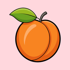 A Deliciously Juicy Cartoon Apricot with a Vibrant Green Leaf